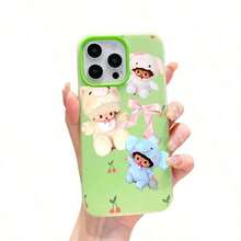スマホケース 2in1ケース ジェル風可愛いデザイン キャラクターイラスト 大人可愛い 女子向け TPU+PP二層構造 柔らかTPU 耐衝撃 カメラレンズ保護 17/16/15/14/13/12/11/5/7/8 Plus Pro Max 対応 インスタ映え プレゼント - 紫色 - チェックする 4
