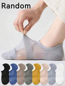1/5/8 pares de calcetines de tobillo delgados para hombres de unicolor, antideslizantes, invisibles, transpirables y resistentes al olor para el verano - Multicolor - Ver 10