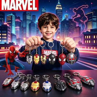  Móc khóa siêu anh hùng MARVEL, mặt dây chuyền trang trí tiệc, quà sinh nhật, phụ kiện ba lô, mặt dây chuyền 3D hợp kim kẽm, đồ dùng tiệc tùng, quà tặng cho trẻ em.