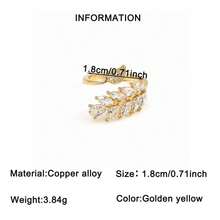 1pc Glamorous Cubic Zirconia Decor Leaf Design Wrap Ring For Women For Gift - Yellow Gold - View 12