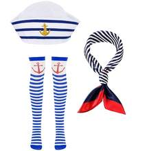1/4/3件組女款水手服配件套裝 - 海軍帽、圍巾與長襪，適用於裝扮、主題派對、Cosplay、萬聖節、嘉年華、船上派對、船長角色扮演、航海角色扮演、航海服裝 - 彩色 - 查看 6