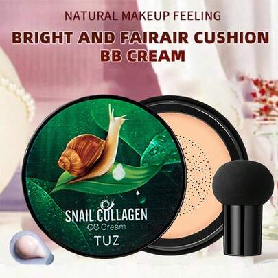 Crema BB de caracol con tamaño de prueba, cobertura natural, hidratante, de larga duración, minimizador de poros, crema de maquillaje CC nutritiva, esencial para estudiantes en verano