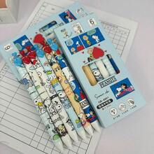 SNOOPY 心形史努比考试用中性笔，卡通圆珠笔，速干黑色墨水，高品质按动式笔，适用于学生、考试和办公场合。 - 6支一盒 - 查看 4