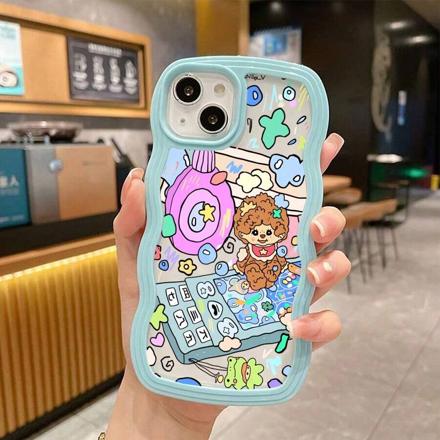 Pixel ウェーブ ソフトケース モノクロデザイン クール ユニセックス スマホケース Pixel 8A/8/8 Pro/9/9 Pro/9A/10/10PRO/Pixel 8A/8/8 Pro/9/9 Pro/9A/10/10PRO/17pro Max/17pro/17/11/12/13/14/15/15Pro/15PluS/15Pro Max/16/16Pro/16PluS/16Pro Max/MIN/X/XR 対応 耐衝撃 傷防止 誕生日ギフト - ファーピークブルー - チェックする 1