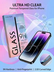 2.5D Curved Tempered Glass Screen Protector Compatible With IPhone 11 12 13 14 15 16 17 Pro Max Plus, High Definition Transparent Full Coverage Anti-Scratch - Clear - View 1