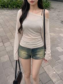 Rikumo Áo khoác ngoài dáng rộng tay dài, thắt eo, chất liệu mỏng nhẹ, tôn dáng, thích hợp cho mùa xuân và các dịp thường ngày. - Màu be - Xem 1