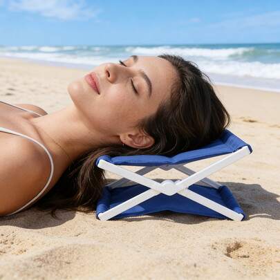 Retro Beach Leisure Chair Headrest, Lightweight Foldable Beach Pillow, Camping Equipment