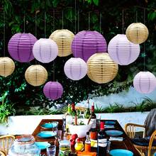 10pcs/13pcs/15pcs Sage Green, White & Gold Round Paper Lanterns Decor, Rustic Wedding Birthday Party Decoration / Violet Wedding Decor Lanterns - Multicolor - View 9