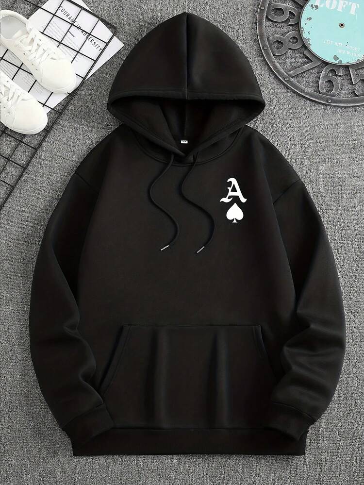 Versatile Men's Sweatshirt With Skull Print And Fleece Lining - 黑色 - 查看 2