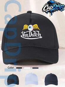 Black 1pc Unisex Von-Dutchs Print Baseball Cap, Sun Hat, Curved Brim, Dad Cap.Suitable For Daily Use And Outdoor Activities.Outdoor Adjustable Sun Cap.Spring-Summer Travel, Tourism, Beach Vacation Hat. - 紅色3 - 查看 4