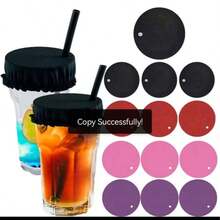 3pcs Reusable Polyester Drink Covers With Hole, Stretchable Cocktail Cup Rim Protectors For Party Drinks, No Power Required - Multicolor - View 2