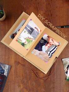 1 cuốn album ảnh lưu niệm, bìa cứng, album ảnh trống làm thủ công bằng giấy Kraft, thích hợp làm quà tặng Valentine, kỷ niệm, sổ phác thảo, có thể gấp gọn, quà cưới. - Album ảnh gấp - Xem 2