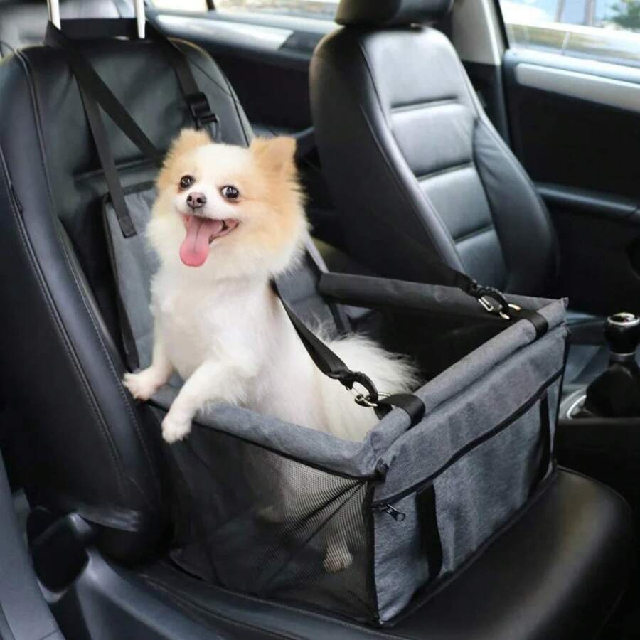 Funda para asiento de coche para perros, hamaca plegable, arnés para mascotas, bolsa para gatos, cesta de viaje estable y plegable, asiento de para perros y gatos - Negro L - Ver 1