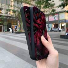 A Matte-Finish Smartphone Case Featuring A Burgundy Tulip Pattern. Compatible With Apple 17, 16, 15, 14, 13, 12, 11 Plus/Pro/Max, And Galaxy S22, S23, S24, S25. Perfect For Halloween, Back To School, Labor Day, Birthday Gifts, Presents For Lovers And Friends, Or Even For Yourself. - Black - View 4