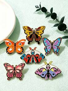 1/6 pièces Broche de niche délicate de dessin animé, décoration polyvalente pour manteau, costume, pull, excellent cadeau pour amies, accessoires élégants - Multicolore - Voir 2