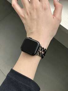 1条不锈钢表带，兼容 42mm、38mm、40mm、41mm、44mm、45mm、46mm、49mm，时尚智能手表替换表带，适用于Series Ultra2、Ultra SE2、SE 11、10、9、8、7、6、5、4、3、2、1，可作为学生返校礼物 - 黑色 - 查看 4