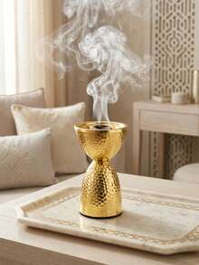 Elegant & Fashionable Aromatherapy Burner, Luxury Hammered Metal Design Incense Holder, Sophisticated Aroma Diffuser, Home Decor In Silver/Gold/Black - Hand-hammered Pattern - View 15