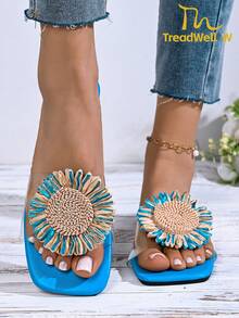 Nuevas sandalias de moda con aplicación de girasol para mujer - Multicolor - Ver 7