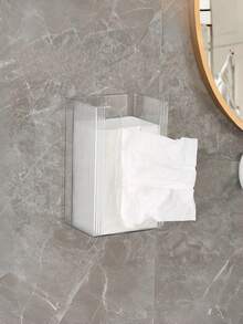 Wall-Mounted Tissue Box, Multi-Function Tissue Dispenser, Tissue Holder For Bathroom, Kitchen, Living Room - Clear - View 9