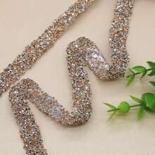 1pc Self-Adhesive Resin Rhinestone Trim, Clothing Accessory DIY Decor - Champagne - View 3