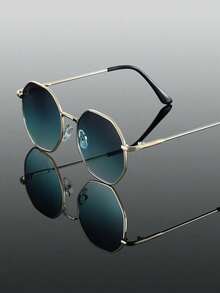 1 paire de lunettes de soleil géométriques en métal bicolores modernes et minimalistes, convenant pour la conduite en été, les fêtes rave, la photographie de rue, les festivals de musique, les vacances à la plage tropicale, s'adaptant à tous les types de visage, idéales pour les sorties, les accessoires de mode, la rentrée scolaire, le style universitaire et plus encore - Multicolore - Voir 2