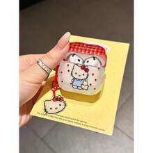 SANRIO 1 chiếc hộp đựng tai nghe Hello Kitty chấm bi đỏ rực rỡ thời trang dành cho các mẫu 1234 & Pro 123 - Trong sáng - Xem 2