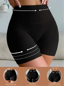1件女款無縫高腰純色針織運動短褲，瑜珈訓練單車短褲，舒適親膚時尚運動服，黑色 - 黑色 - 查看 10