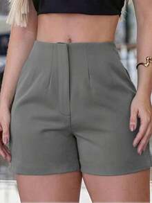 Pantalones cortos deportivos casuales con cintura elástica para mujeres, adecuados para entrenamiento y fitness, color negro de verano - Gris - Ver 1