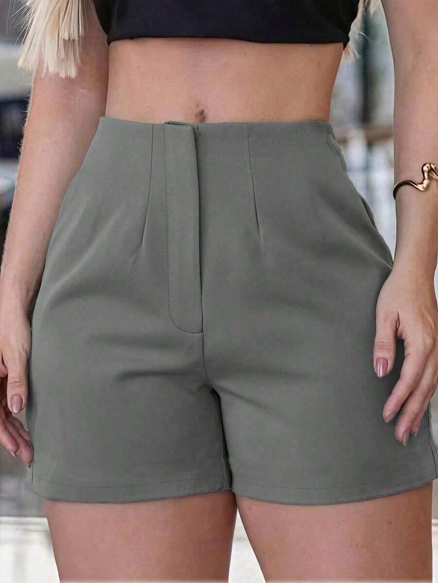 Pantalones cortos deportivos casuales con cintura elástica para mujeres, adecuados para entrenamiento y fitness, color negro de verano - Gris - Ver 1