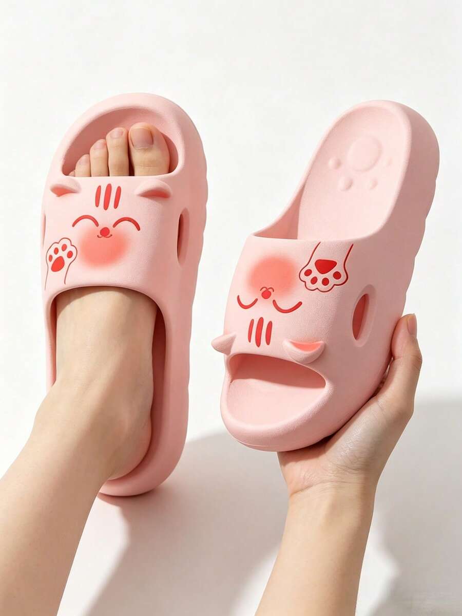 Thick Sole Indoor Bathroom Anti-Slip Slippers, Cartoon Soft Bottom Beach Sandals - Multicolor - View 1