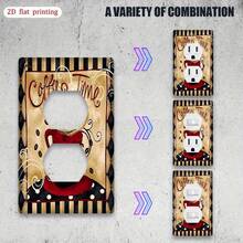 1pc Vintage Coffee Cup Printed Switch Panel Cover, Single/Double Hole Universal, PC Plastic Material, Easy Installation Anti-Scratch, Suitable For Farmhouse/Cafe, American Retro Home Decor Accessory - Star - View 8