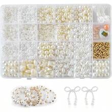 Pearl Beads For Jewelry Making Bracelet Making Kit For Adult Pearl Beads For Bracelets Bracelet Bead Kits Jewelry Making Kit For Necklaces Earrings DIY Crafts - trắng - Xem 1