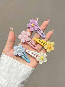 10pcs Cute Floral Jelly Hair Clips, Colorful Sweet Hair Accessories Side Bangs Hair Clips, New Design - Multicolor - View 9