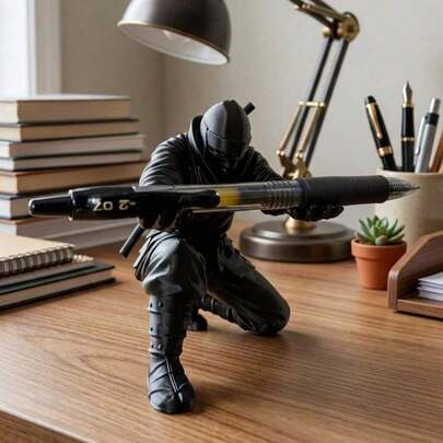 Giá đựng bút hình Samurai, giá để bút hình tượng Samurai, vật trang trí bàn làm việc hình kiếm Samurai, món quà tuyệt vời cho văn phòng và nhà cửa.