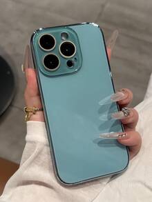 奢華亮面玻璃手機殼，適用於 iPhone 17 Pro Max、16、15、14、13、12、11 Pro Max，鏡頭保護，極簡純色，可愛優雅手機殼，適用於 iPhone 17 Pro Max、16 Pro Max、17 Pro、15 Pro Max、14 Pro Max、13 Pro Max - 藏青色 - 查看 3