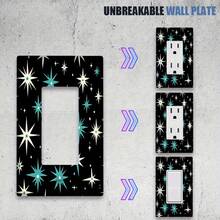 1 pieza Cubierta decorativa para interruptor de luz y tomacorriente con diseño de explosión de estrella medieval, para accesorios de decoración del hogar, fácil instalación y duradera, ideal para actualizar la decoración del hogar - B - Ver 7