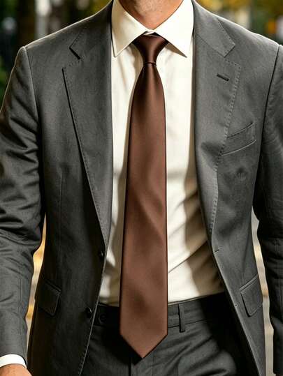 1 chiếc cà vạt nam màu nâu mocha, chất liệu mịn, dáng ôm 2 inch, thích hợp cho đám cưới, lễ Giáng sinh, Lễ Tạ ơn, các ngày lễ khác, tiệc tùng và mặc hàng ngày.