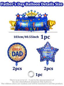5个/2个/1个/套，40.55英寸（103厘米）父亲节巨型气球横幅，父亲节装饰气球套装，包含18英寸父亲节印花圆形气球、父亲节星星气球、“父爱如山”字样气球，适用于父亲节派对、家居装饰、摄影道具、氛围装饰，适合父亲节派对装饰、爸爸生日派对，最佳父亲节礼物，室内外父亲节装饰，拍照道具 - A款 - 查看 10