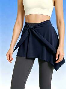 1 pieza Falda cubre caderas de yoga, falda de yoga de seda de hielo casual deportiva, cubre caderas de fitness con tirantes ajustables, chal de seda de hielo de una pieza con protección solar, falda cubre caderas deportiva de yoga de moda anti-exposición, delantal con lazo, falda - Multicolor - Ver 11