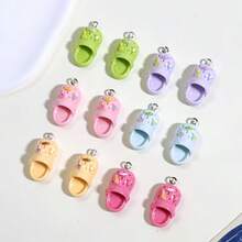1pc Cute Charm Keychain, Funny Cartoon Keyring, Random Color Resin Simulation Slipper DIY Pendant Handmade Jewelry Accessory Creative Gift Necklace Charm - Multicolor - View 4