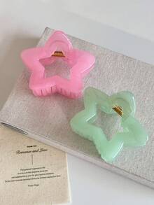 Bộ 2 chiếc kẹp tóc hình ngôi sao màu xanh lá cây và hồng dạng thạch, kích thước 5cm, phụ kiện tóc thời trang, thiết kế tối giản thanh lịch, đa năng, phù hợp cho sử dụng hàng ngày, thường ngày, dự tiệc, đi biển, du lịch, tạo kiểu tóc, gội đầu, trang điểm, phụ kiện trang phục, mùa xuân, hè, thu, đông. - Nhiều màu - Xem 5
