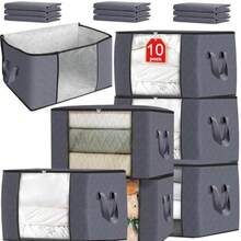 10PCS Bolsas de Almacenamiento de Ropa - 90L Cajas de Almacenaje con Tela Gruesa, Cremallera Sólida y Ventana Transparente, Cajas para Mantas, Ropa y Edredones - como en la foto - Ver 2