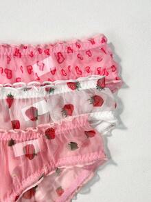 3pcs Cute & Sweet Floral Print Minimalist Women's Bikini Briefs - Multicolor - View 4