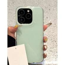 Cute Glossy Jelly Phone Case, Suitable For IPhone 17 Air 16 15 14 13 12 Pro Max 11, Solid Color Shockproof Soft Shell, The Card Is Just For Better Product Display, No Card Included - Green - View 1
