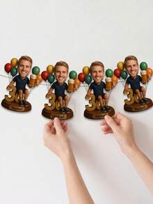 7pcs/14pcs/21pcs Personalized 2D Photo Bobblehead Birthday Banner, 25cm/9.84in, Custom Face & Text, Gym/Sports Theme Cake Topper & Party Decor. Perfect For 30th/40th Celebrations. Ideal For Fitness Fans & Friends. Great For Home Parties & Banquets. - Multicolor - View 18
