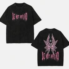 Unisex 100% Cotton Vintage Distressed T-Shirt, Y2K Style Graphic Print,  And Modern Look, Soft Fabric With Great Comfort, Loose Fit, Versatile Garment And Perfect For Gifting. - Hitam - View 5