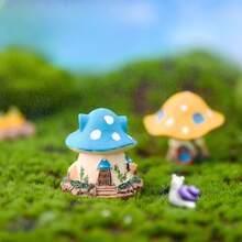 1pc Mushroom House Micro Landscape Ornament, Resin Crafts Fairy Tale Dream Villa House Decor Accessory - A - View 3