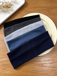 1件/2件 新款春夏純色彈性髮帶，親膚、透氣、耐用、防滑、吸汗、不易變形，適合戶外跑步、運動、瑜伽和健身，純色健身髮帶，適合日常配戴 - 彩色 - 查看 5