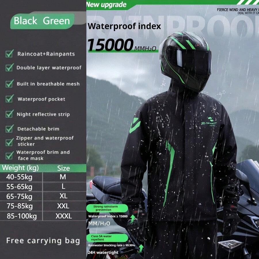 Impermeable de moda, impermeable a prueba de viento, impermeable unisex, traje de lluvia de Body completo, impermeable duradero, con rayas reflectantes para la noche, impermeable para mujeres y hombres, impermeable reflectante, abrigo impermeable resistente a la lluvia intensa, impermeable multiusos para actividades al aire libre, adecuado para ciclismo, viajes, senderismo, camping, pesca - Múltiples estilos - Ver 1