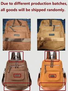 Mochila retro de ante antirrobo, cartera de mujer, bolso de moda multifunción para uso diario, bolso de viaje ligero con múltiples bolsillos, mochila minimalista de gran capacidad, adecuada para estudiantes, viajes, negocios, viajes diarios, oficina, citas, regalos de vacaciones - Multicolor - Ver 12